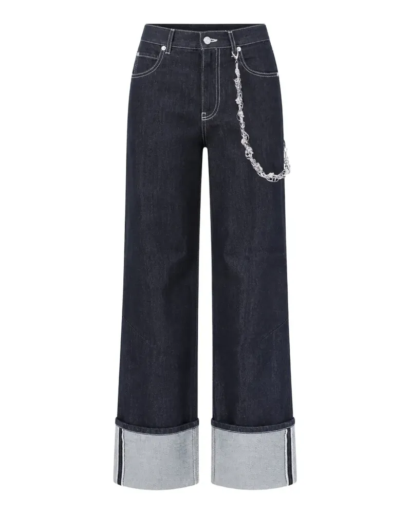Circus Hotel chain-detail turn-up jeans - Blau Blau