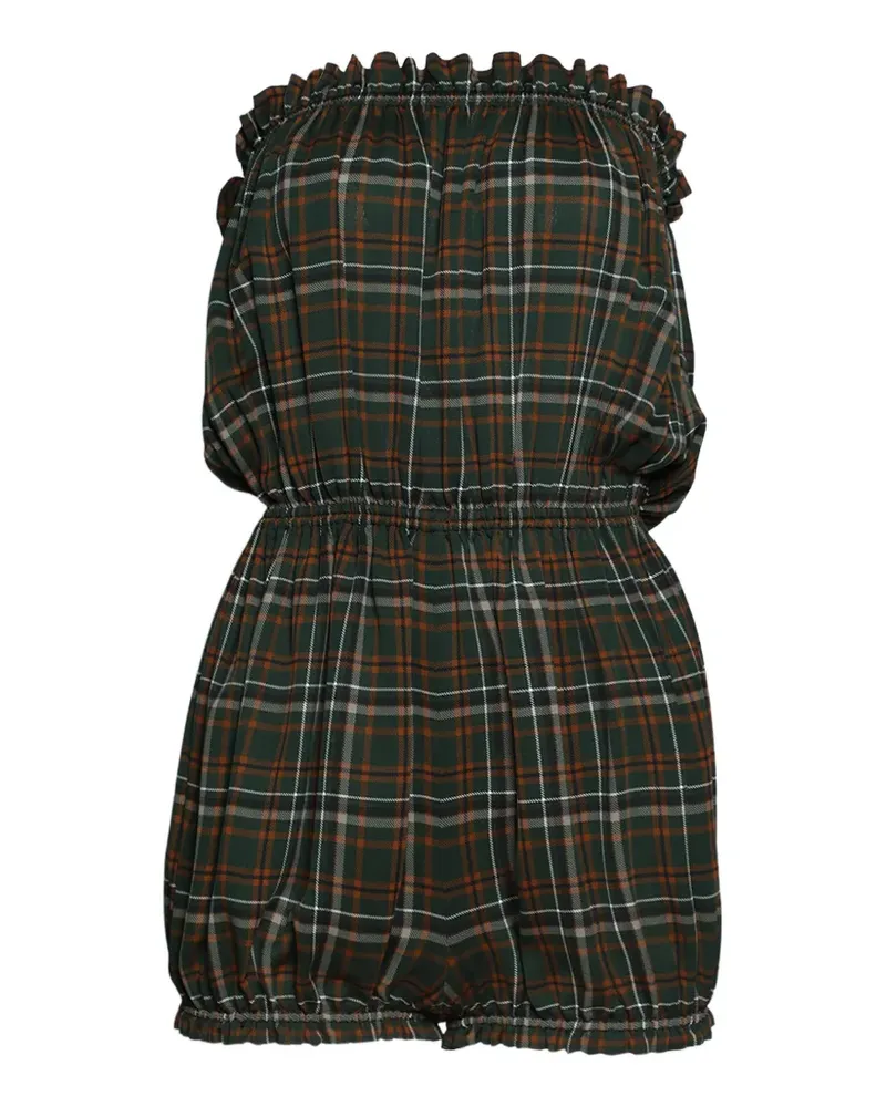 Saint Laurent ruffled checked jumpsuit - Grün Grün