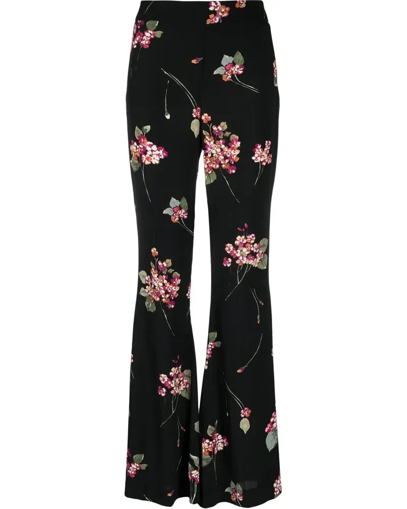 Twin-Set Hose mit Blumen-Print - Schwarz Schwarz