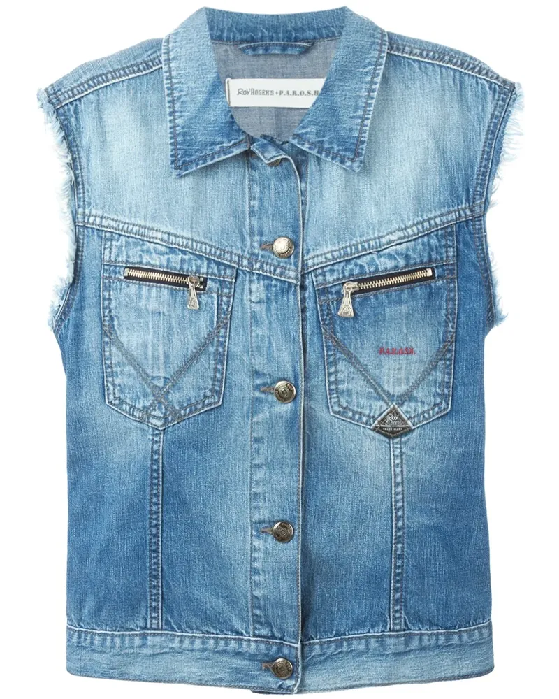 P.A.R.O.S.H. Bestickte Jeansweste - Blau Blau