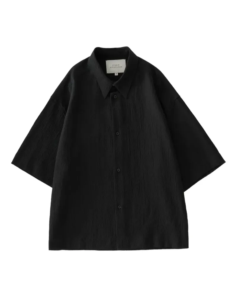 Studio Nicholson Sanko matelassé short-sleeve shirt - Schwarz Schwarz