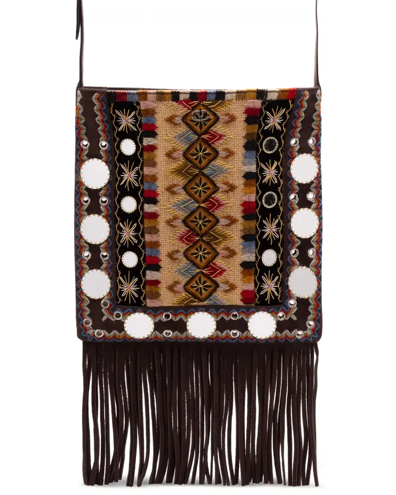 Valentino Garavani Nellcôte fringed cross body bag - Braun Braun