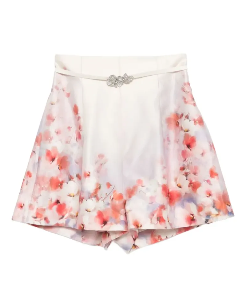 Zimmermann Crush High-Waist-Shorts mit Blumen-Print - Weiß Weiß