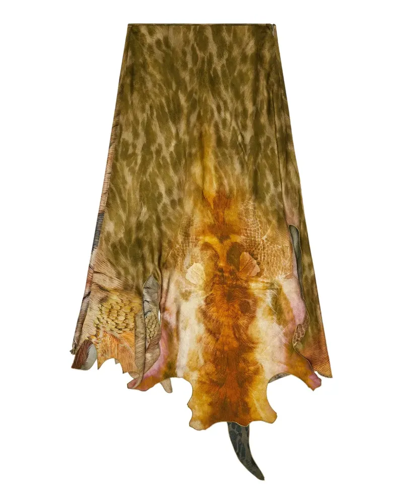 Diesel Asymmetrischer Rock mit Animal-Print - Grün Grün