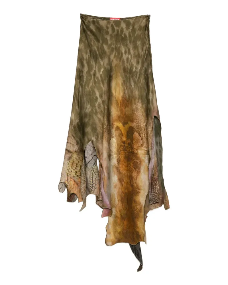 Diesel Asymmetrischer Rock mit Animal-Print - Grün Grün