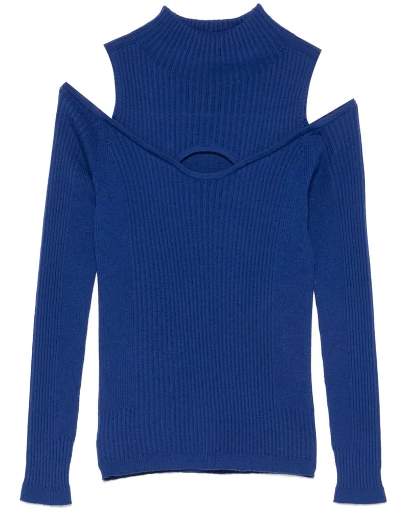D.EXTERIOR Gerippter Strickpullover - Blau Blau