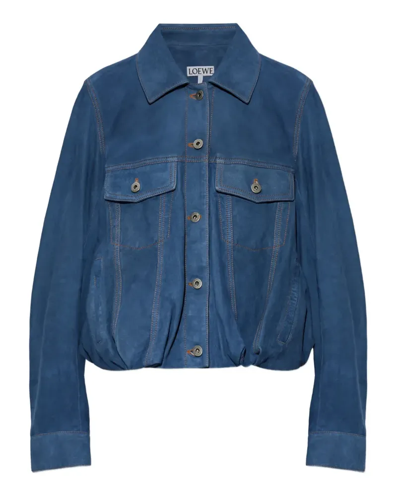 Loewe contrast-stitch suede jacket - Blau Blau