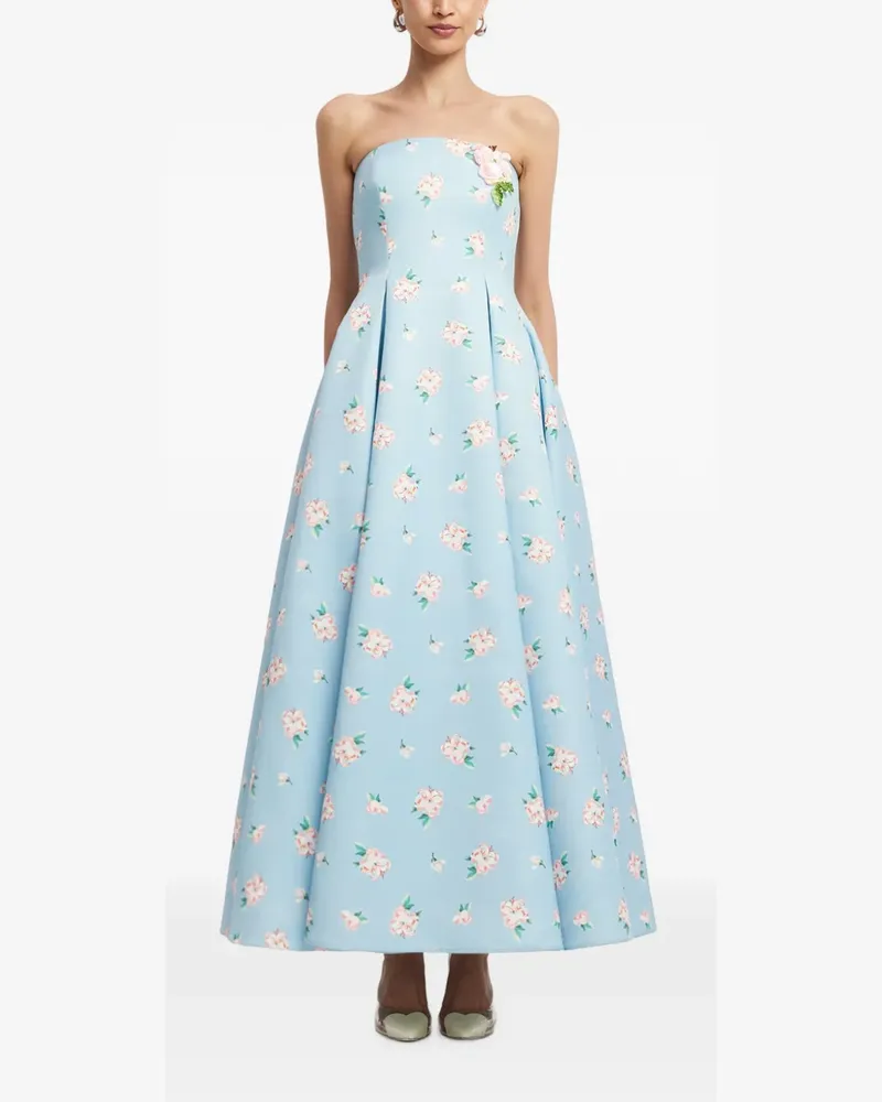 LEO LIN Schulterfreies Kleid mit Blumenprint - Blau Blau