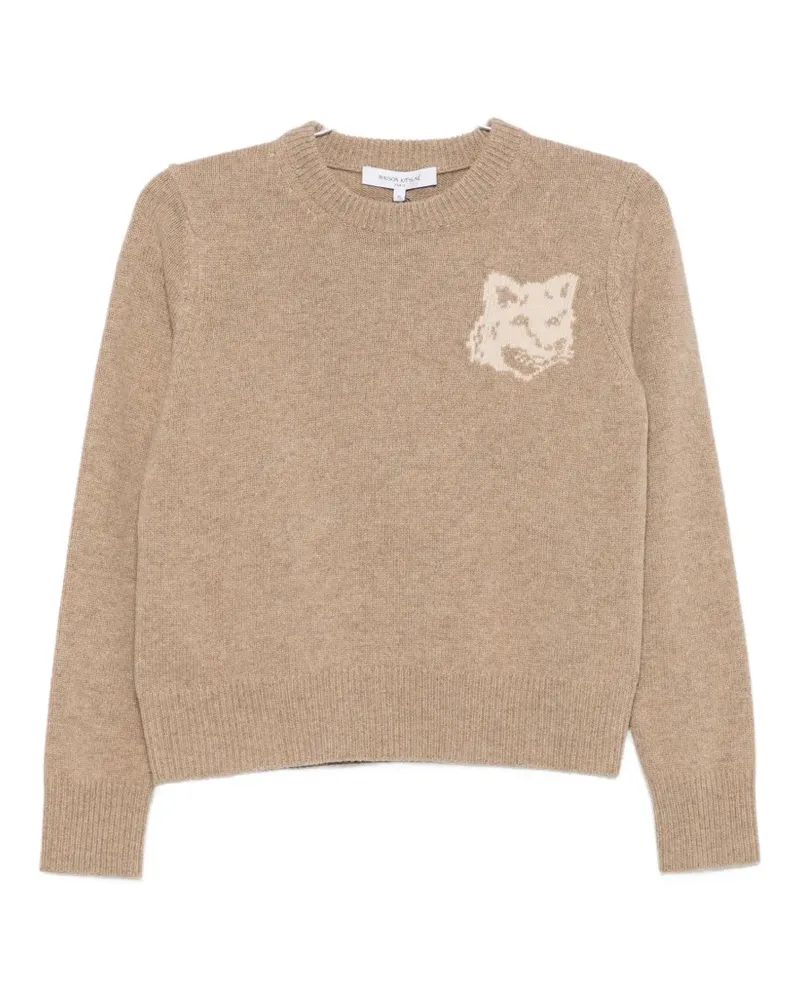 Kitsuné Fox Head intarsia-knit sweater - Nude Nude