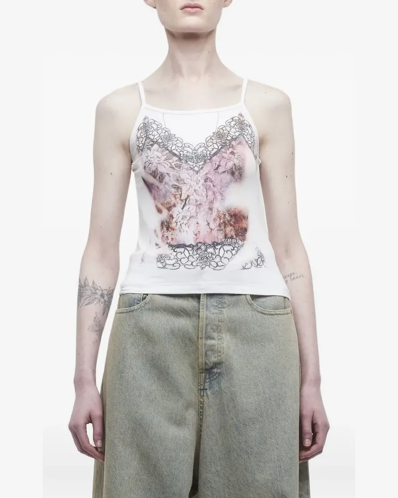 Y/PROJECT Oberteil mit Spitzen-Print - White White