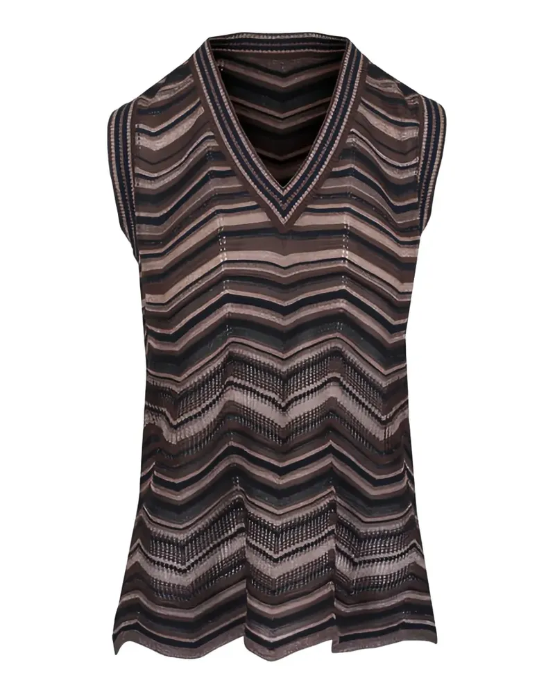 D.EXTERIOR chevron-knit V-neck top - Schwarz Schwarz