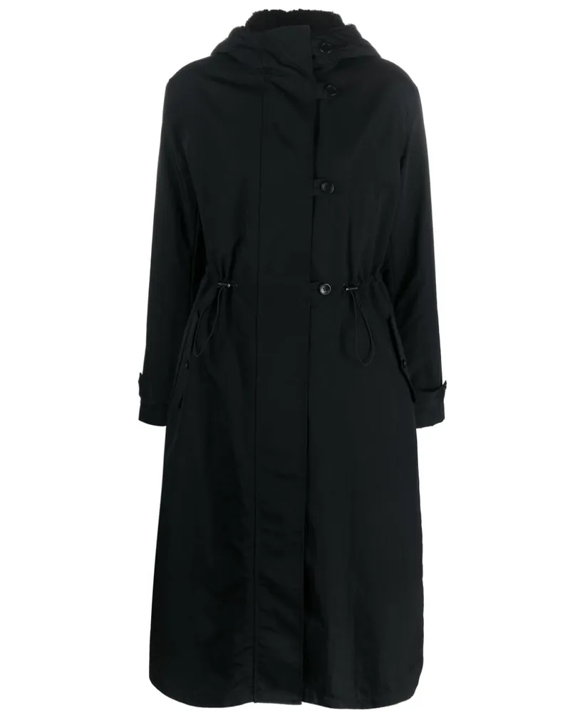 Emporio Armani Einreihiger Mantel mit Kapuze - Schwarz Schwarz