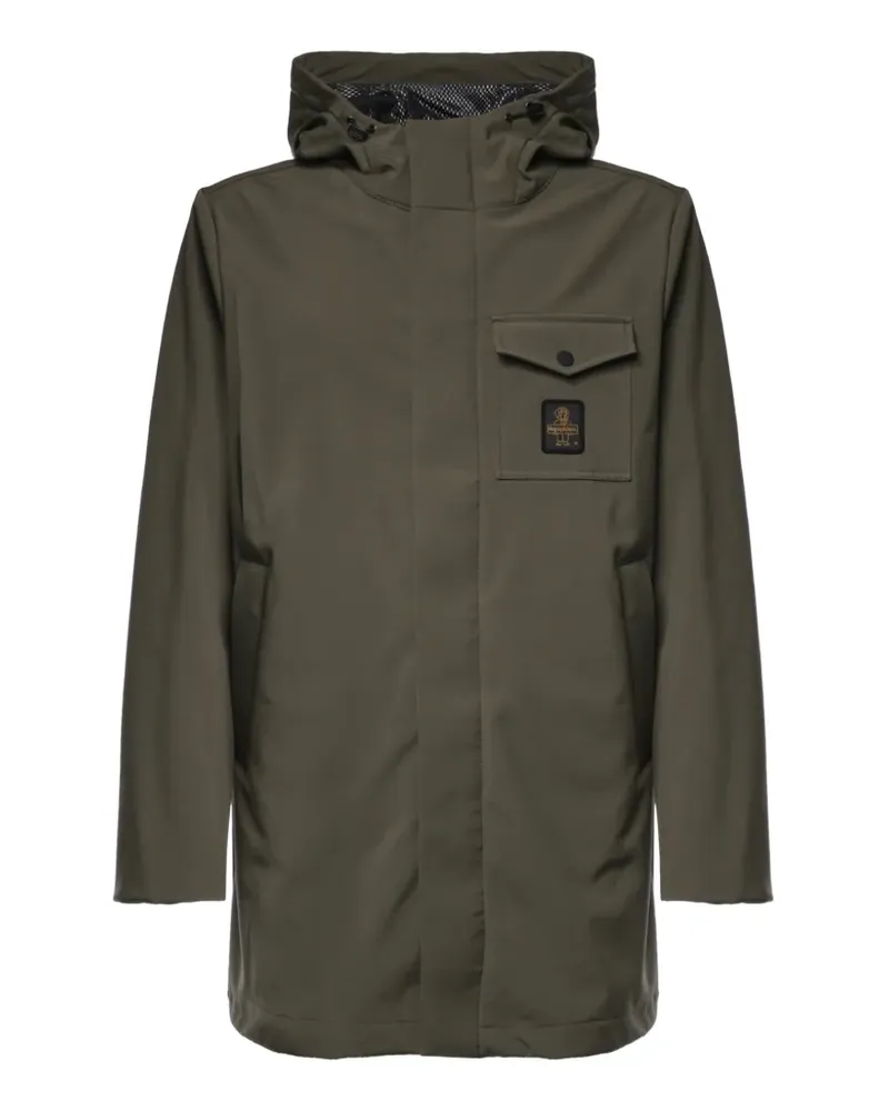 RefrigiWear hooded logo-patch coat - Grün Grün