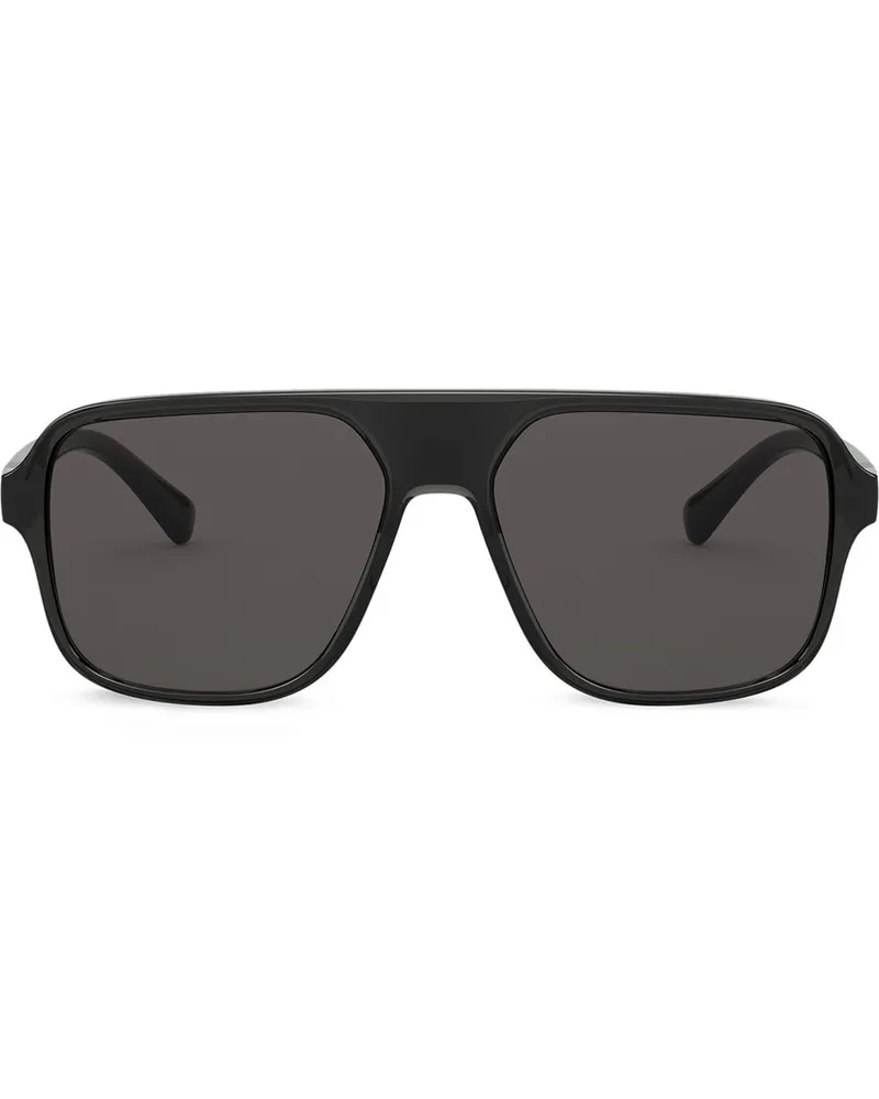 Dolce & Gabbana Eckige Sonnenbrille mit Logo - Grau Grau