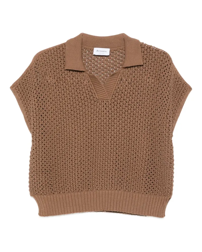 Arovescio T-Shirt mit Poloshirtkragen - Braun Braun