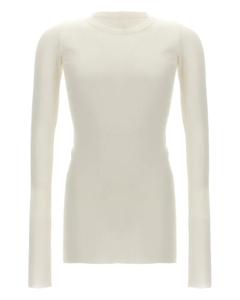 Rick Owens Geripptes Langarmshirt - Weiß Weiß