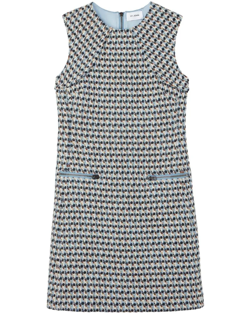 ST. JOHN Klassisches Tweed-Kleid Blau