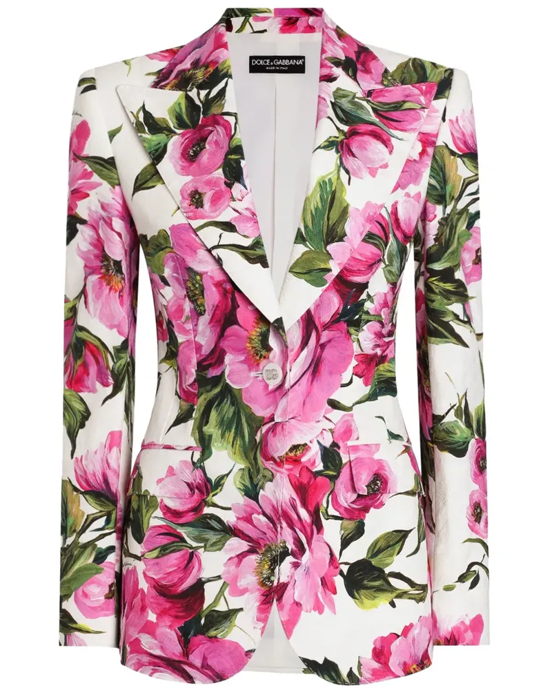 Dolce & Gabbana Blazer mit Blumen-Print - Weiß Weiß