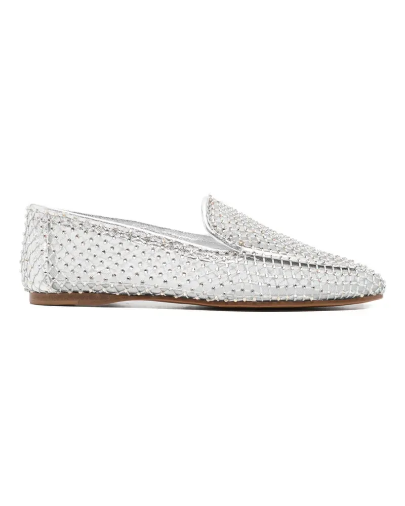 forte_forte crystal-embellished mesh loafers - Silber Silber