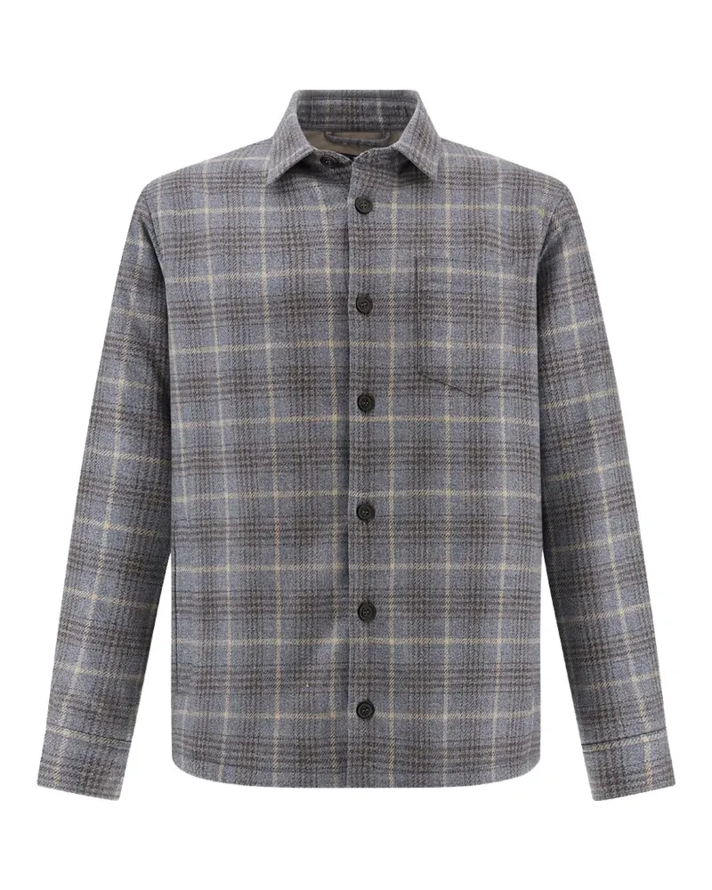 Paul & Shark Karierte Hemdjacke aus Wolle - Blau Blau