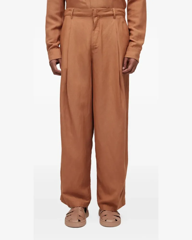 Osklen Leinenhose mit Bundfalten - Braun Braun