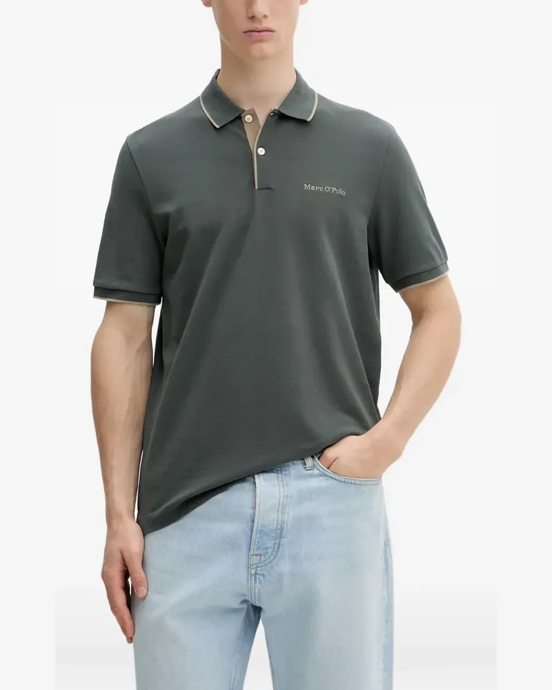 Marc O'Polo logo-embroidered tipped polo shirt - Grün Grün