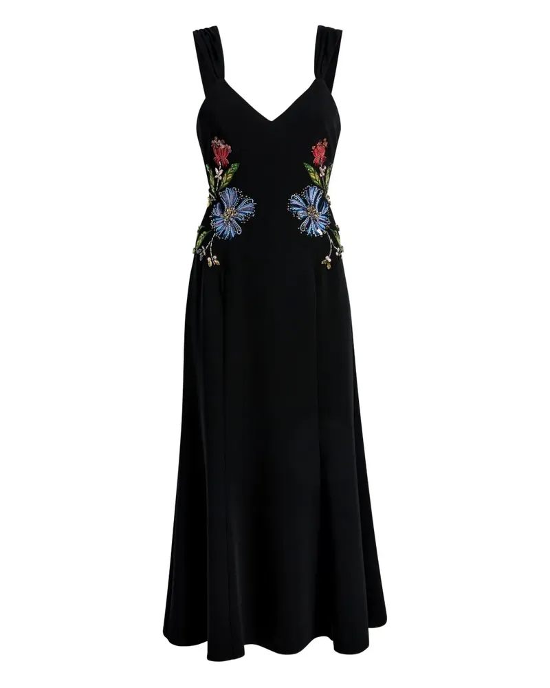 Cinq à Sept Andre floral-mixed midi dress - Schwarz Schwarz