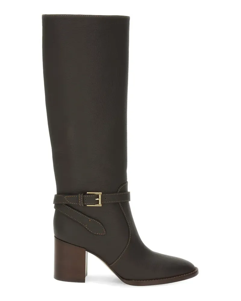 Gianvito Rossi Kniehohe Stiefel aus strukturiertem Leder - Braun Braun