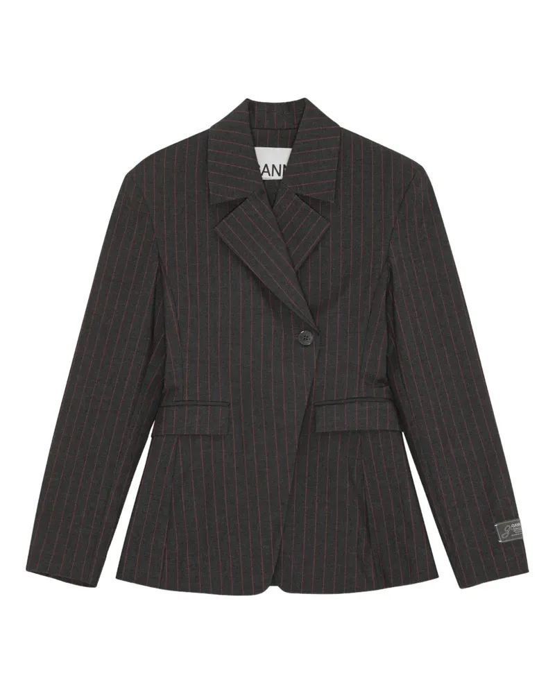 Ganni Blazer mit versetztem Verschluss - Schwarz Schwarz