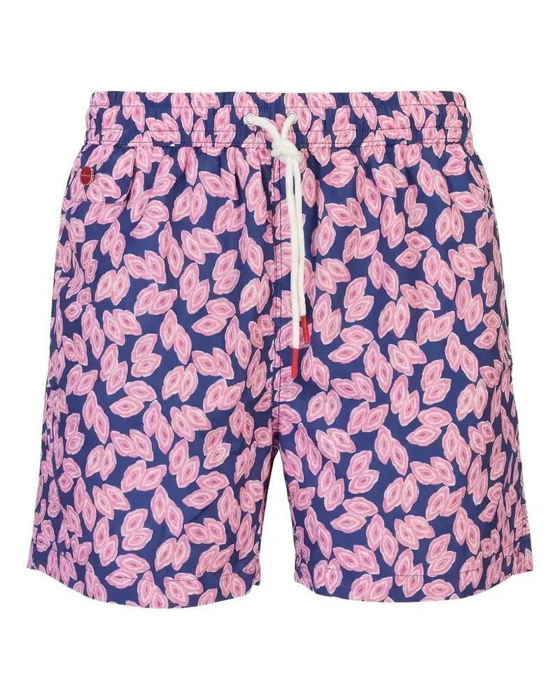 Kiton geometric-print drawstring swim shorts - Blau Blau