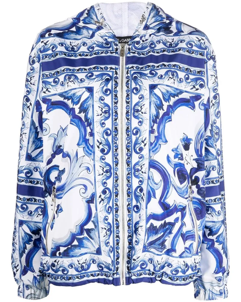 Dolce & Gabbana Windbreaker mit Majolica-Print - Weiß Weiß
