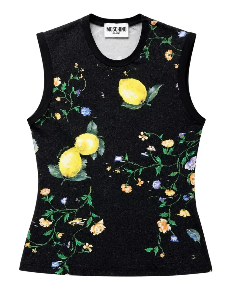 Moschino Oberteil mit Zitronen-Print - Schwarz Schwarz