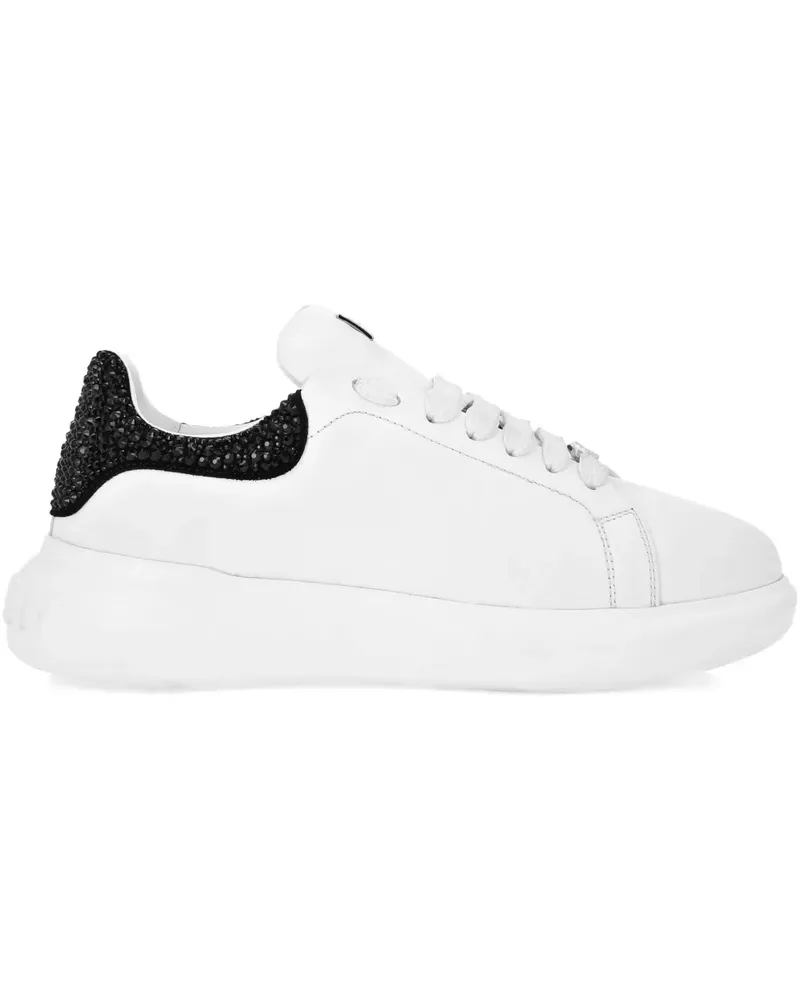 Philipp Plein Mix Strass Plateau-Sneakers mit Kristallen - Weiß Weiß