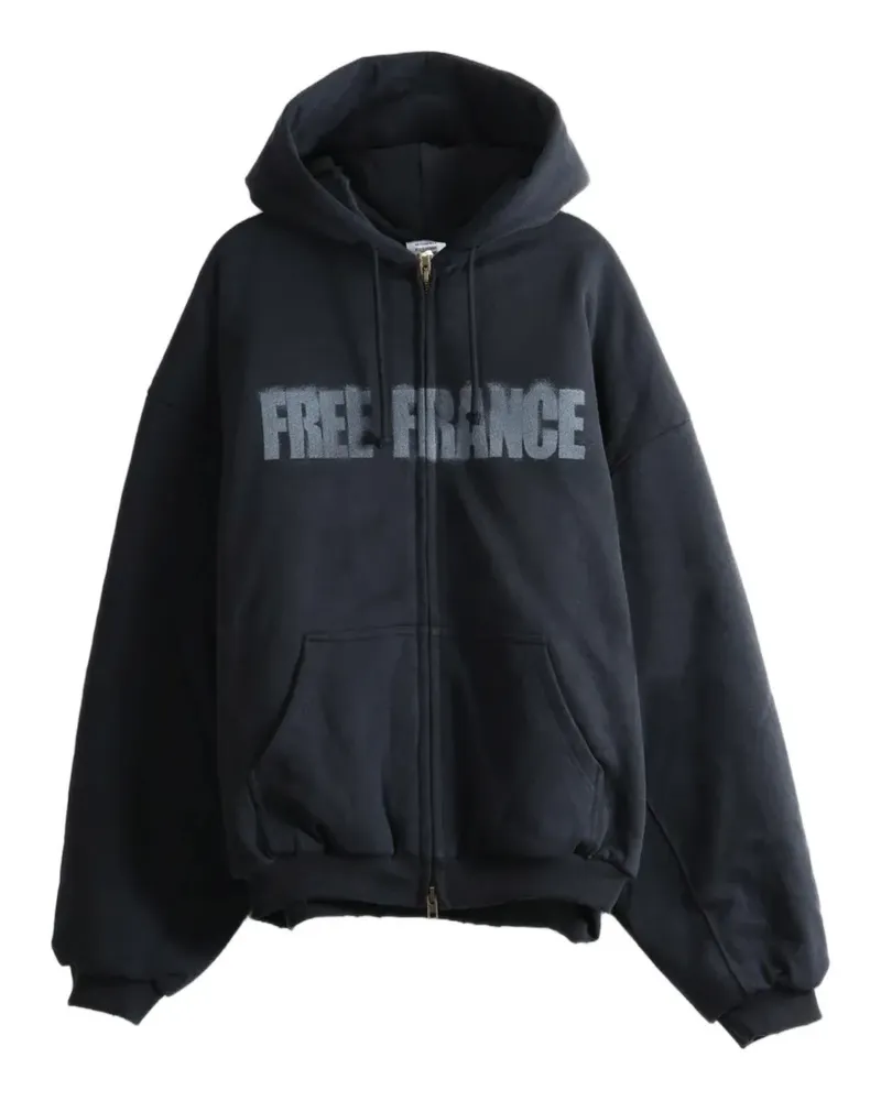 VETEMENTS graphic-print zip-up hoodie - Schwarz Schwarz