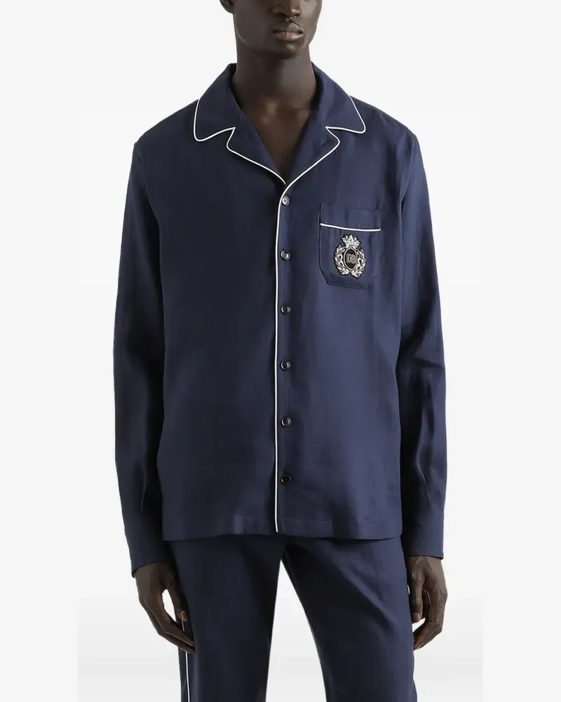 Dolce & Gabbana Hemd mit Logo-Patch - Blau Blau