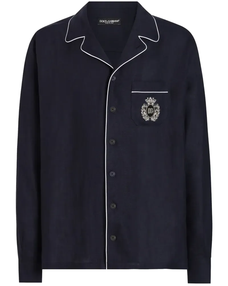Dolce & Gabbana Hemd mit Logo-Patch - Blau Blau