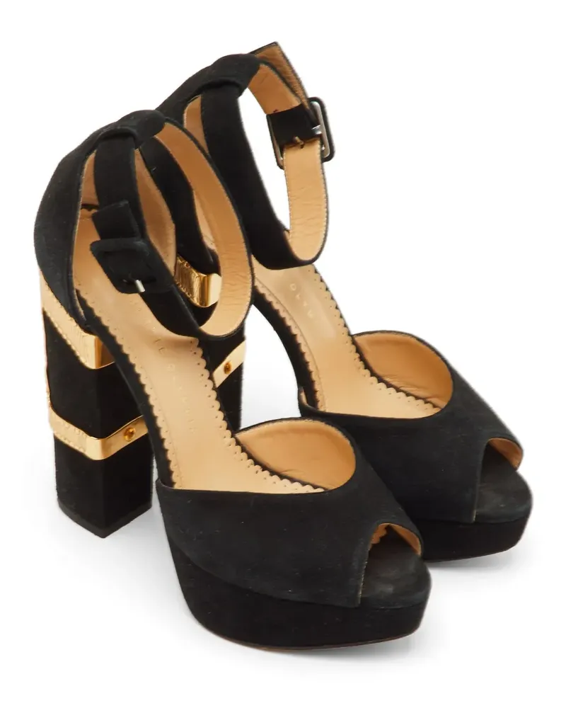 Charlotte Olympia Verzierte Sandalen mit Knöchelriemen - Schwarz Schwarz