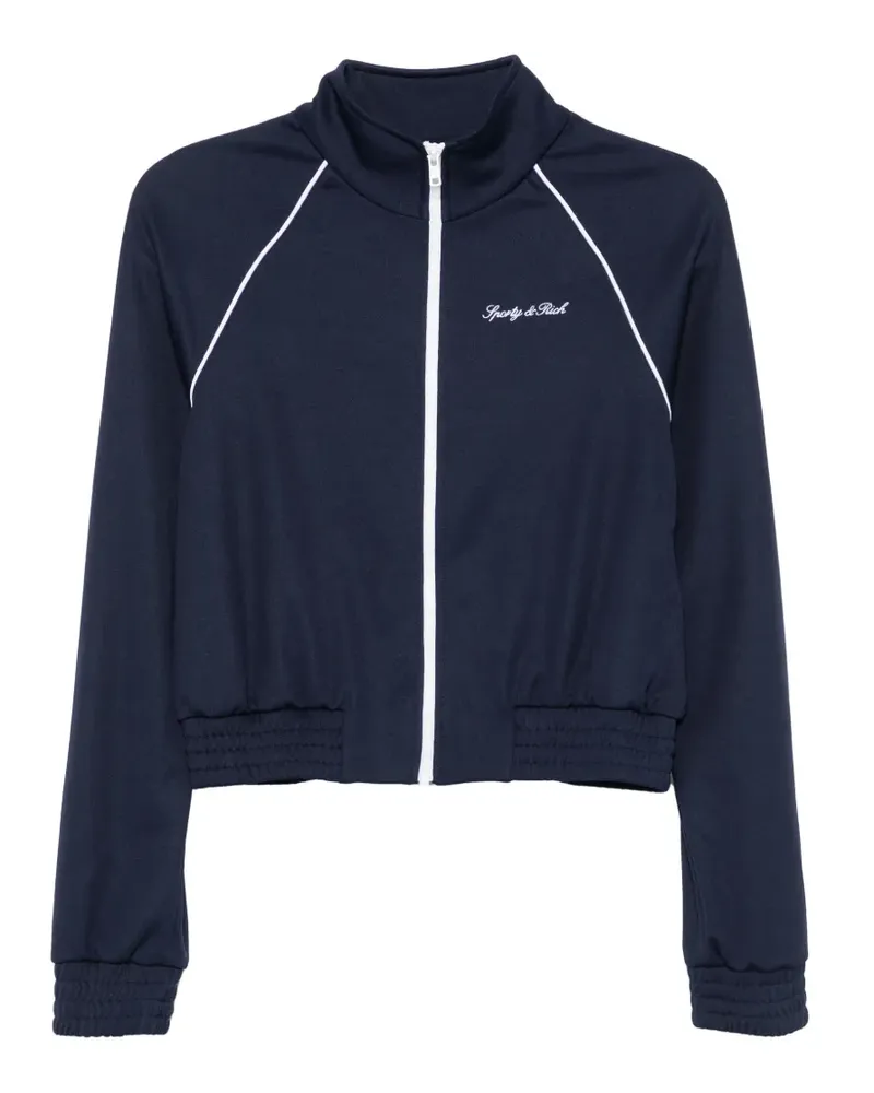 SPORTY & RICH logo-embroidered piped jacket - Blau Blau