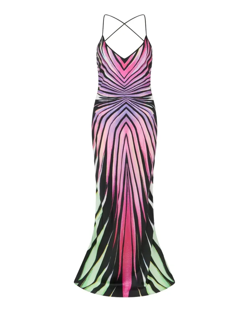 Roberto Cavalli Ray of Paradise Maxikleid mit überkreuzten Trägern - Schwarz Schwarz