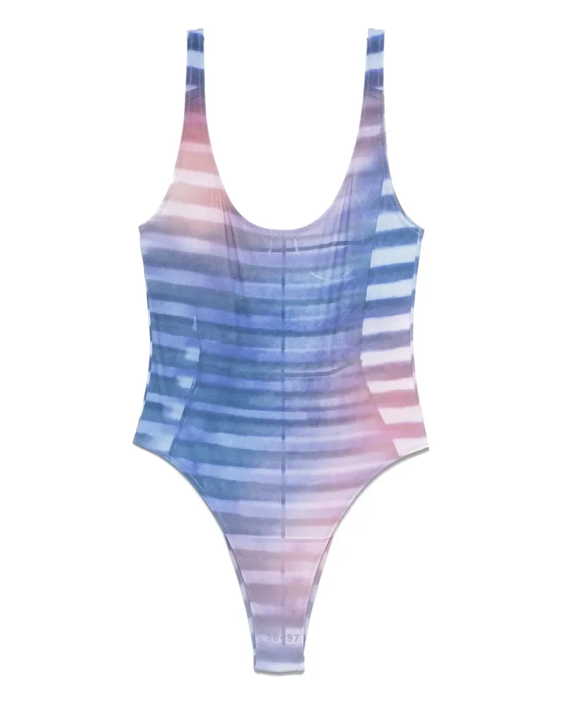 Jean Paul Gaultier Gestreifter Air Badeanzug - Blau Blau