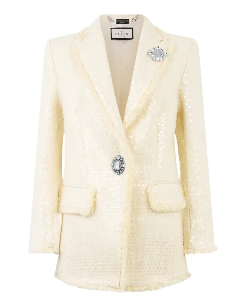 Philipp Plein paillettes tweed blazer - Nude Nude