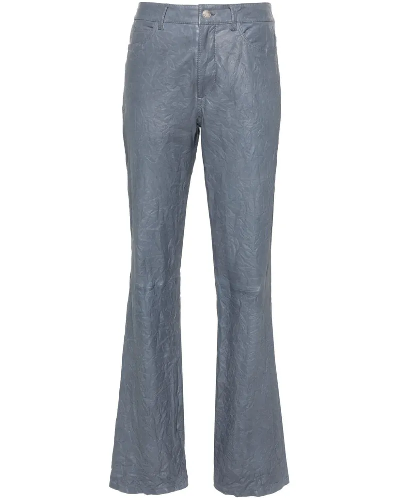 Zadig & Voltaire Lederhose mit Knitteroptik - Blau Blau