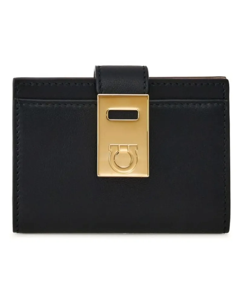 Ferragamo Hug Portemonnaie in Colour-Block-Optik Schwarz