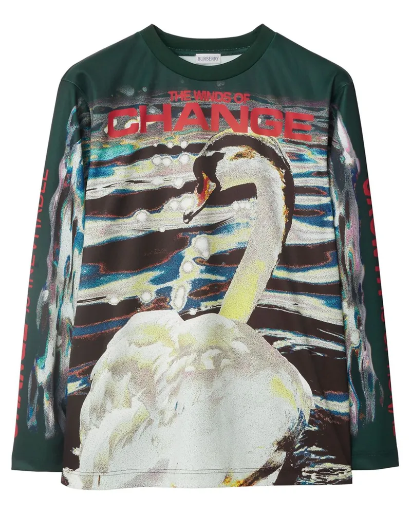 Burberry Langarmshirt mit grafischem Print - Grün Grün