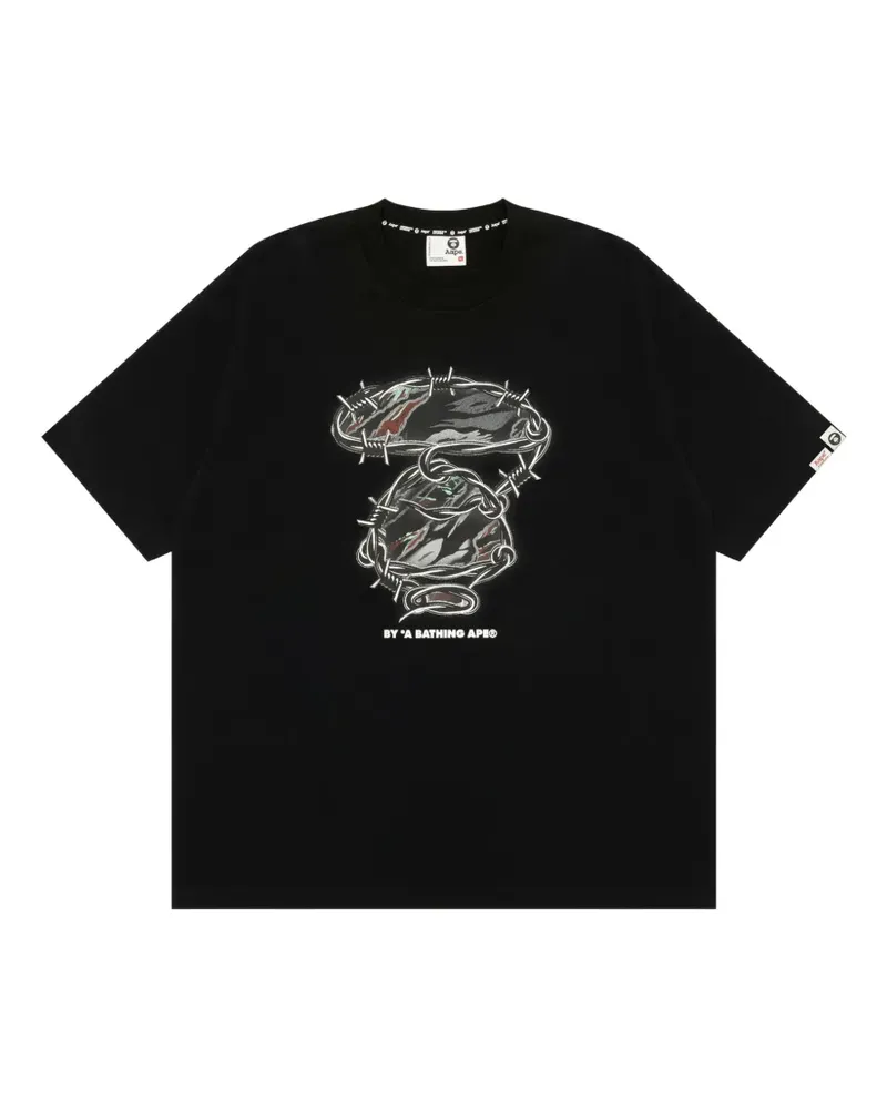 BAPE AAPEUNVS Moonface T-Shirt mit grafischem Print - Schwarz Schwarz