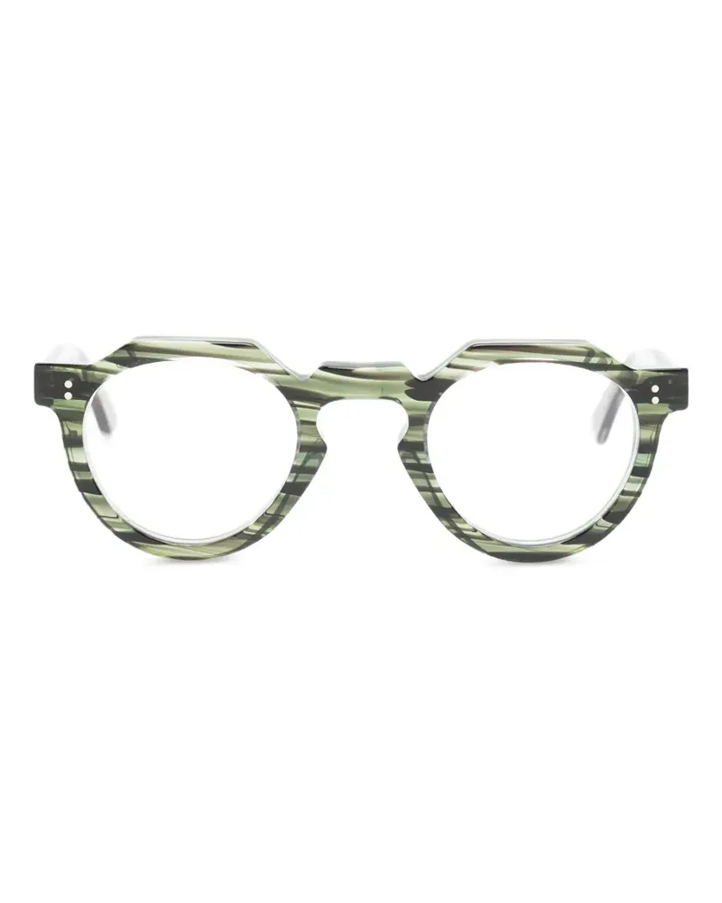 Lesca Gestreifte Brille mit rundem Gestell - Grün Grün