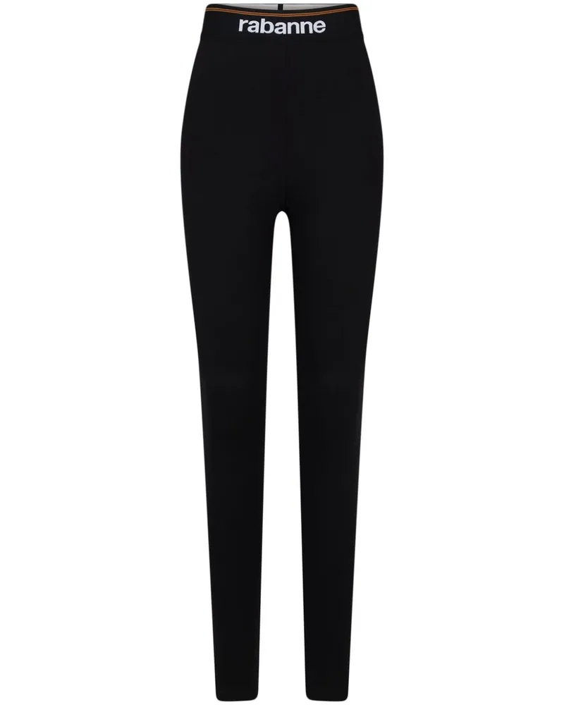 Paco Rabanne Bodyline Leggings mit Logo-Bund - Schwarz Schwarz