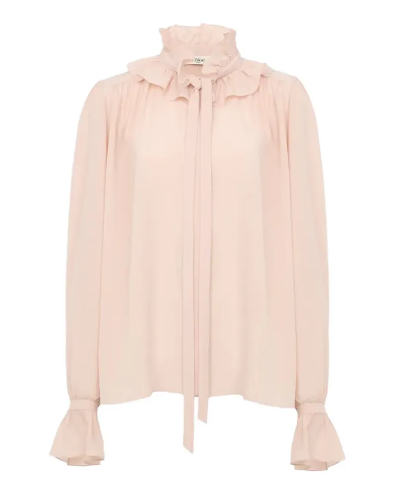 Chloé ruffled silk-crepe blouse - Nude Nude