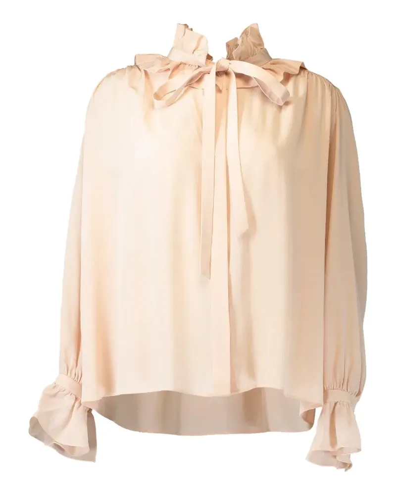 Chloé Gerüschte Bluse aus Seidenkrepp - Nude Nude