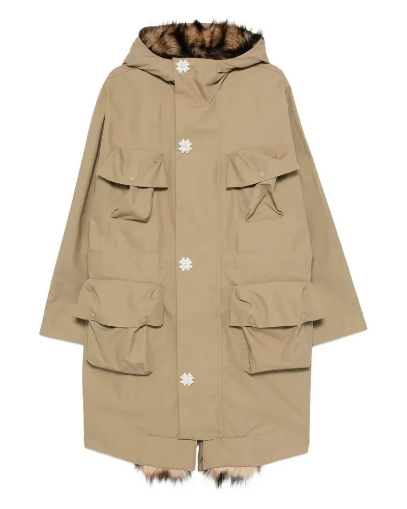 Simone Rocha faux pearl-embellished trench coat - Nude Nude